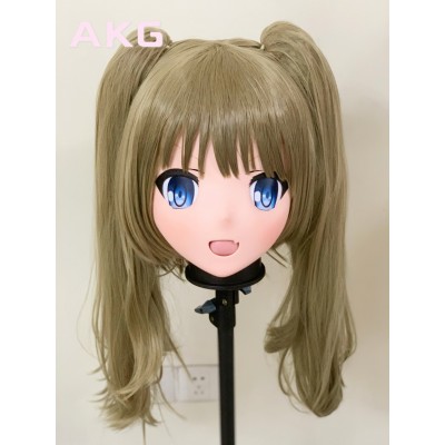 (AL015) Customize Character Female/Girl Resin Half/ Full Head With Lock Cosplay Japanese Anime Game Role Kigurumi Mask